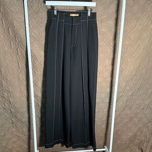 Rejina Pyo Black Trousers with White Topstitching